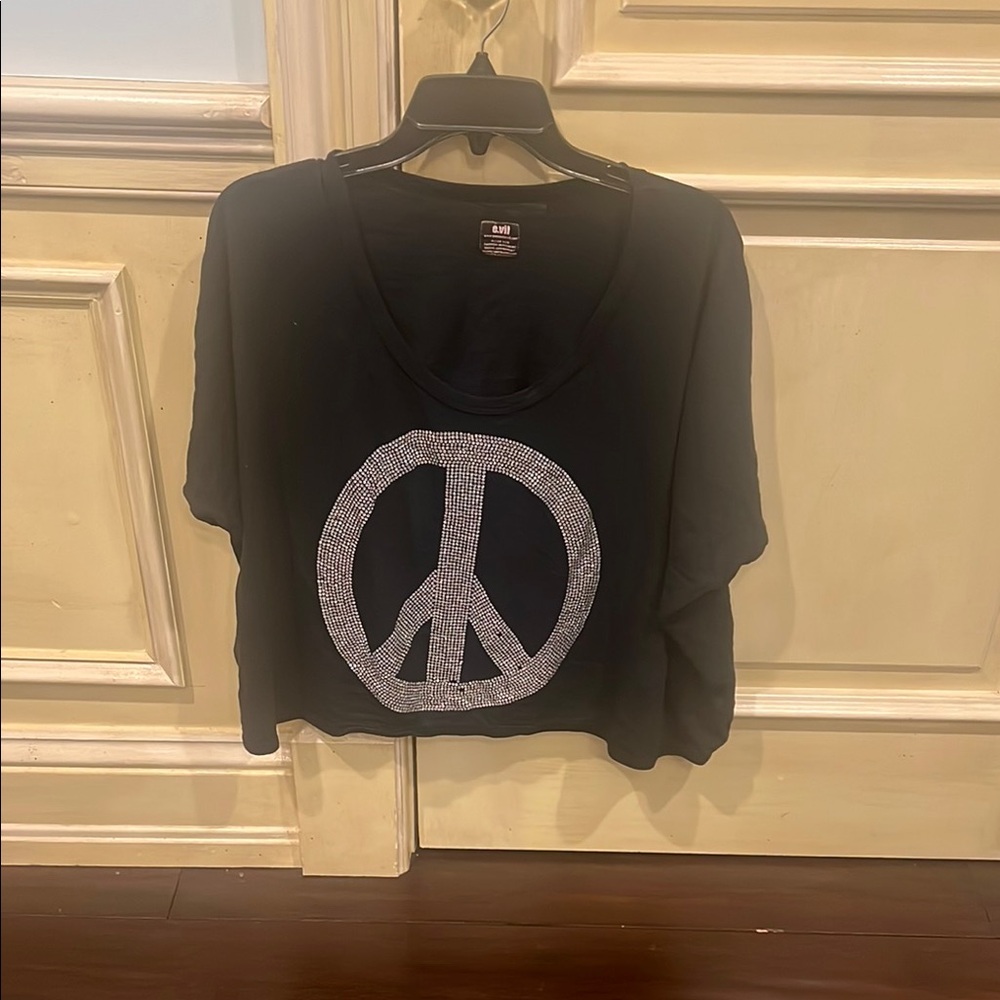 Black Peace Sign Women's Top Size S E.vil